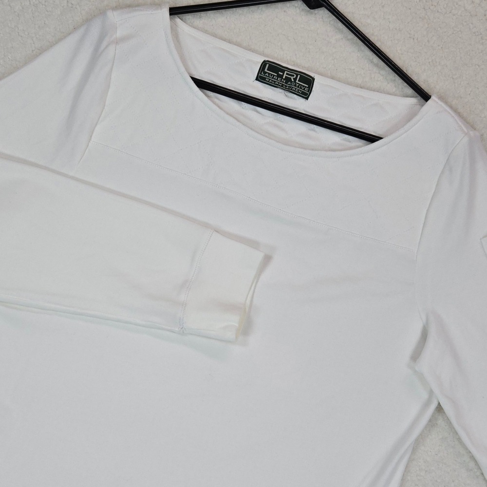 Lauren Ralph Lauren Active Top Womens Large White Long Sleeve Boat Neck
